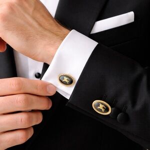 Burberry Vintage Gold Equestrian Cufflinks Knight Logo Oval Rare Designer